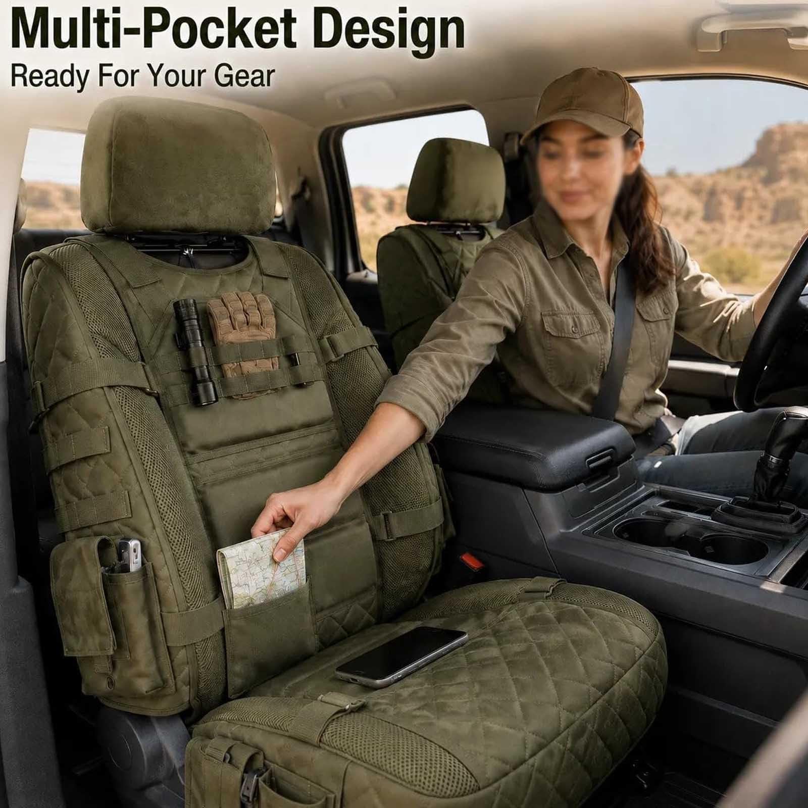 Protections de siège auto style militaire Organiseur de siège (#B)