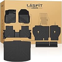 Vista 12 de LASFIT - Tapete de piso y maletero para automóvil, se adapta a asientos traseros con o sin puertos USB, revestimientos de elastómero termoplástico