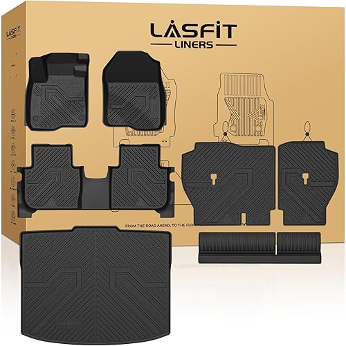 Miniatura 12 de LASFIT - Tapete de piso y maletero para automóvil, se adapta a asientos traseros con o sin puertos USB, revestimientos de elastómero termoplástico
