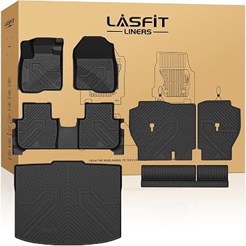 LASFIT Full Set Floor Mats for Honda CR-V 2026 2025 2024 2023 Gasoline NOT for Hybrid, All Weather TPE Custom Fit Floor Liners 1st & 2nd Row & Seat Back Mat & Cargo Mat Lower Position