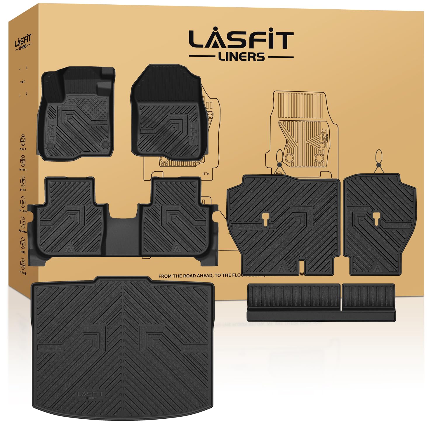 LASFIT full set floor mats seat back mat and cargo mat lower position for Honda CR-V 2023-2026