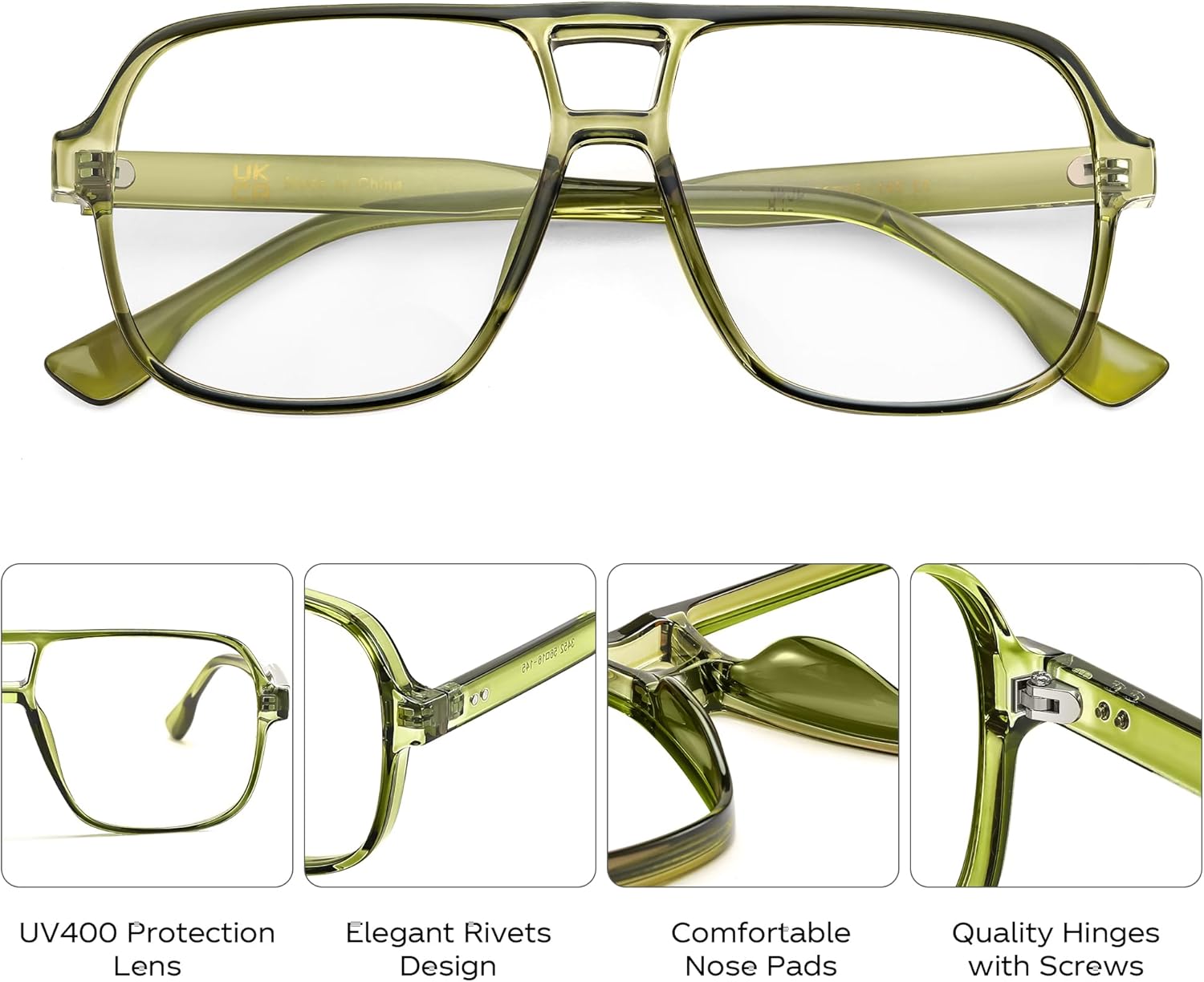 FEISEDY Blue Light Blocking Glasses Clear Square Computer Lightweight Pilot Glasses Frame B4167 - Image 6