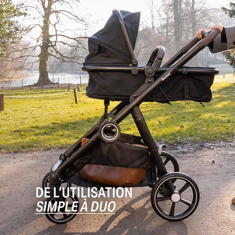 Baninni Luiz XL Poussette Double Compacte – Solution Innovante Sièges Extra Larges- Pour Jumeaux ou Enfants Rapprochés - Assises convertible en nacelle,Dossiers Inclinables, Roues PU- dès la Naissance