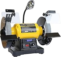 Woodskil 8-Inch Variable Speed Bench Grinder with Digital Display, 3/4HP Motor, Work Light & Adjustable Tool Rests for Knives & Chisels
