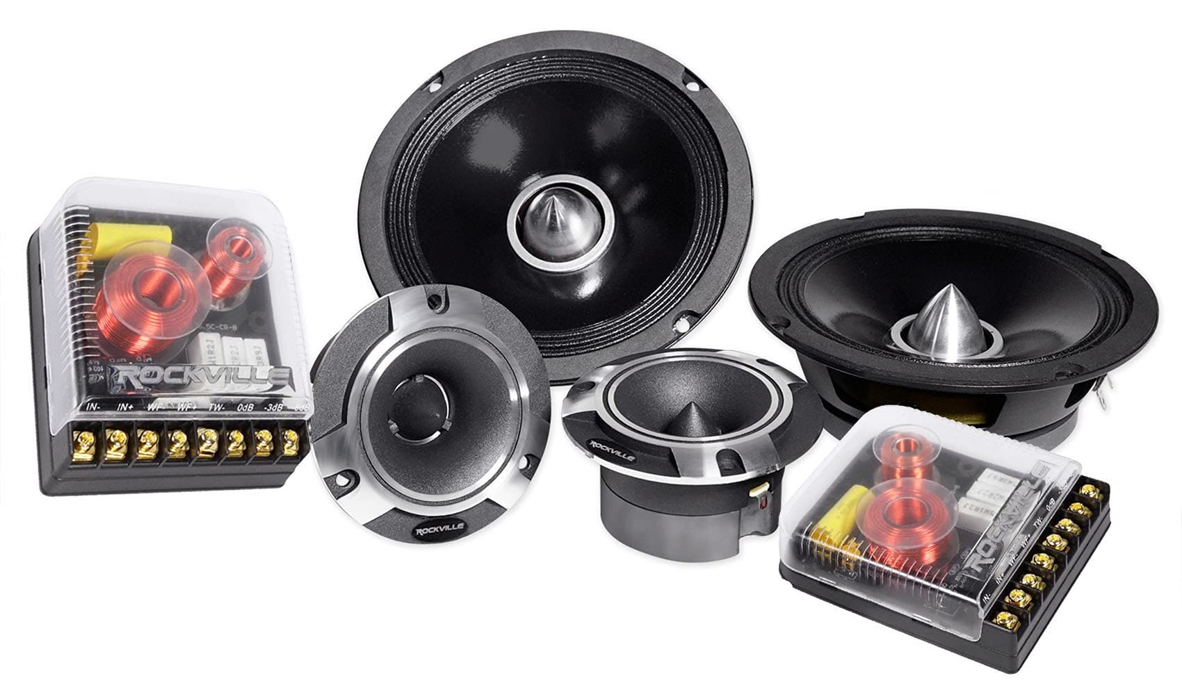 Rockville X6.5C 6.5" Competition Car Audio Speakers, 1000W, CEA, Titanium Tweeters, Audiophile Crossovers, Aluminum Bullet, Perfect for Car Audio