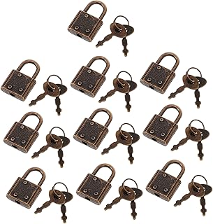 HEMOTON 10pcs Padlock Chinese Lock Mini Jewelry Boxes Retro Drawer Lock Keyed Key Hider Outdoor Travel Lock Metal Suitcase Vintage Furniture Lock Luggage Lock Cabinet Alloy Steel