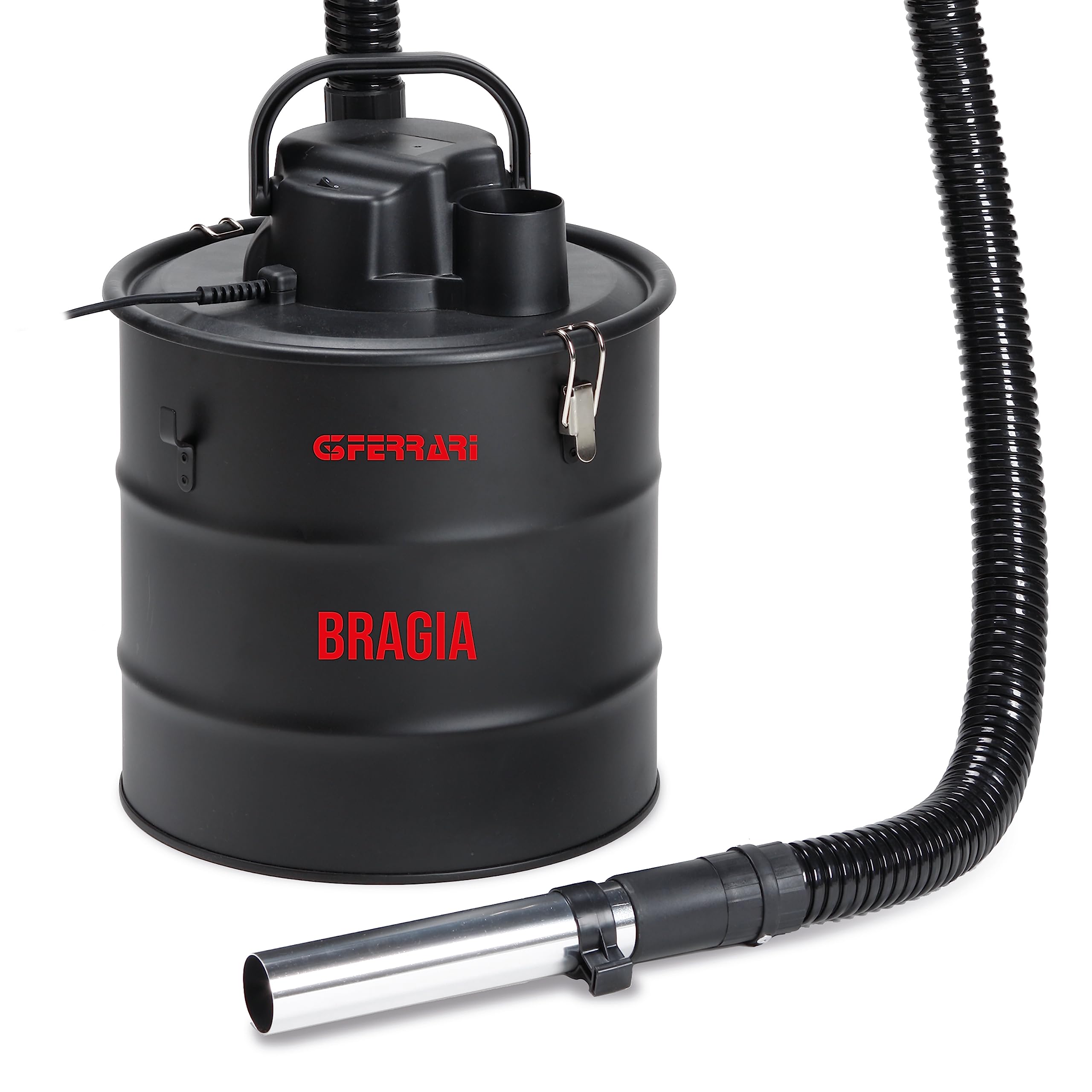 G3 Ferrari G90032 Aspirador de cenizas "Bragia", 1000 W, 18 Kpa, Filtro Hepa, Capacidad 18 litros, Gancho para accesorios, Estructura metálica, Negro
