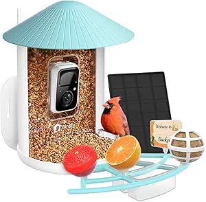 NETVUE by Birdfy Pro Smart Bird Feeder with Camera Solar Panel, Instant Arrival Alerts, Live Stream & Night Vision for Outdoors & Backyard Hummingbird, Cardinalis & Oriole Watching, Ideal Gifts, Blue asin的图片