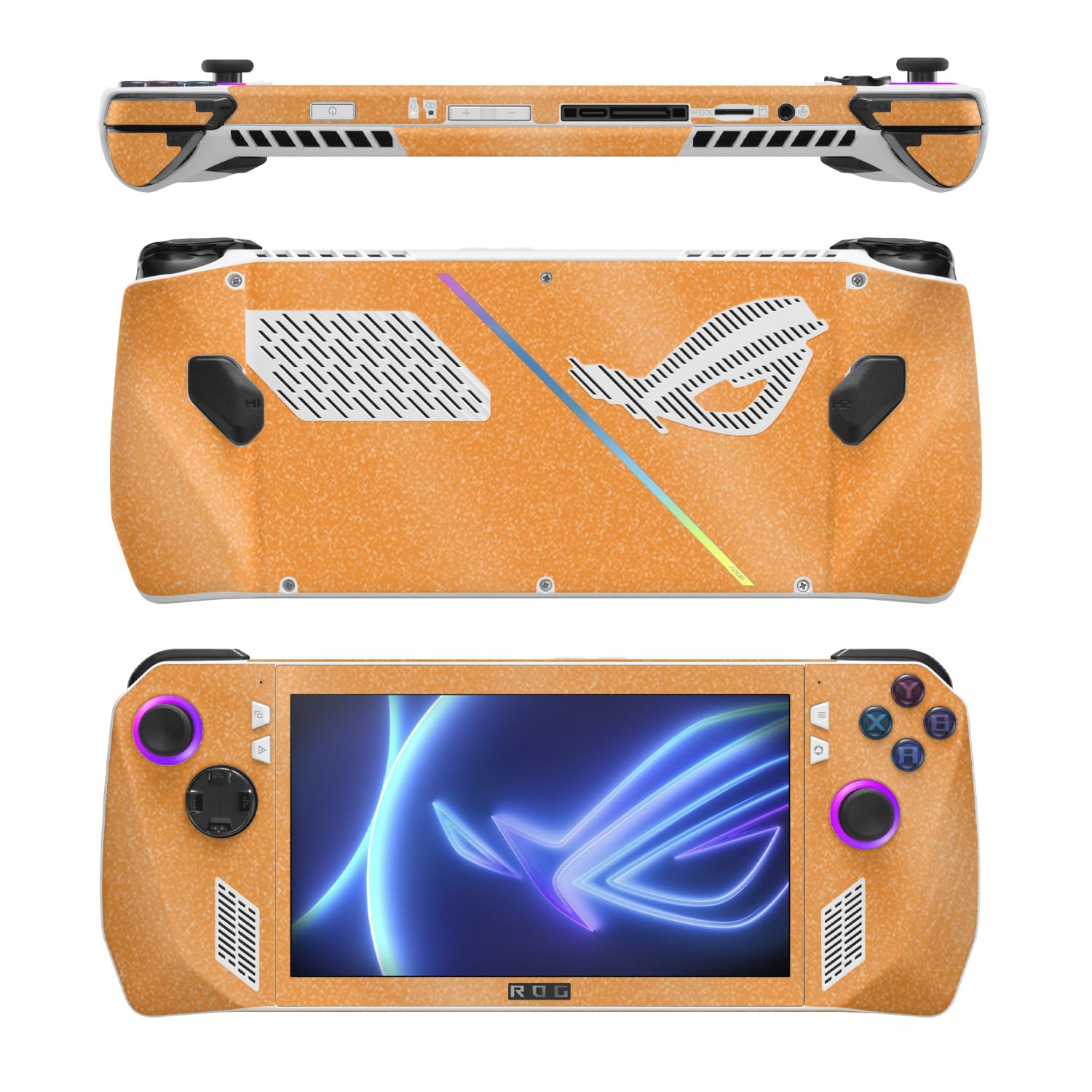 MightySkins Glossy Glitter Skin Compatible with Asus ROG Ally - Solid Orange | Protective, Durable High-Gloss Glitter Finish | Easy to Apply