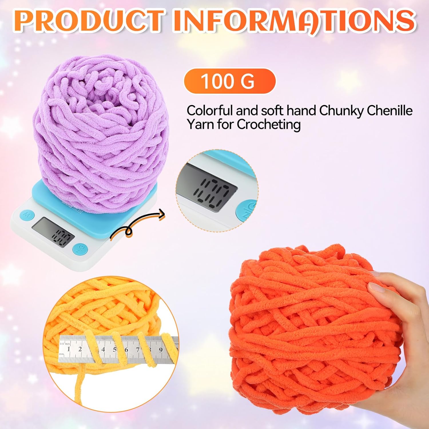 Timgle 32 Skeins Chunky Chenille Yarn for Crocheting, 1470 Yards Bulky Thick Fluffy Yarn Soft Velvet Plush Yarn for Hand Knitting Blanket Crafts Project (Stylish Color)