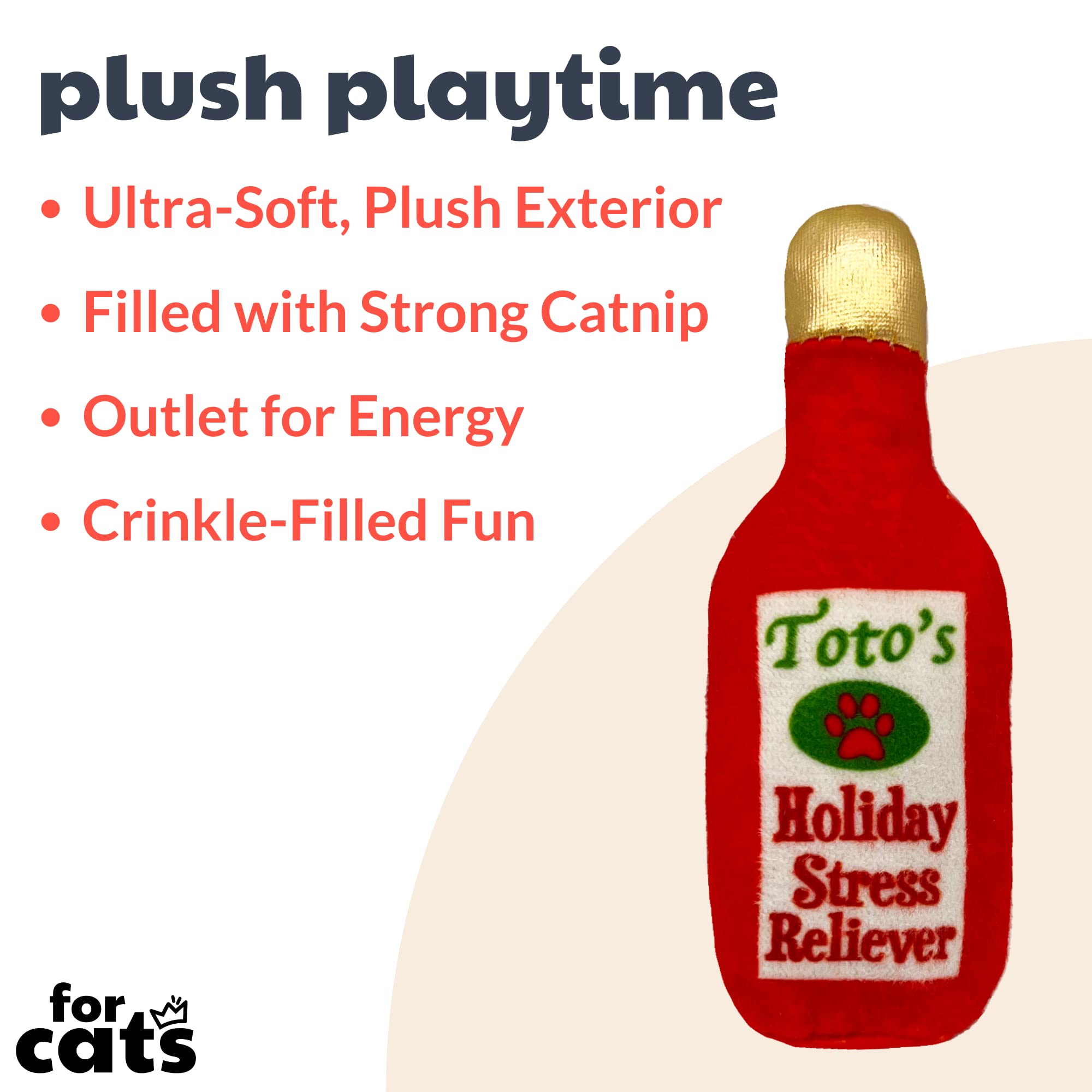 Huxley & Kent Cat Toy | Toto's Holiday Stress Reliever | Nappy Hour Strong Catnip Filled Cat Toy | Soft Plush Kitty Toy with Catnip and Crinkle | Kittybelles