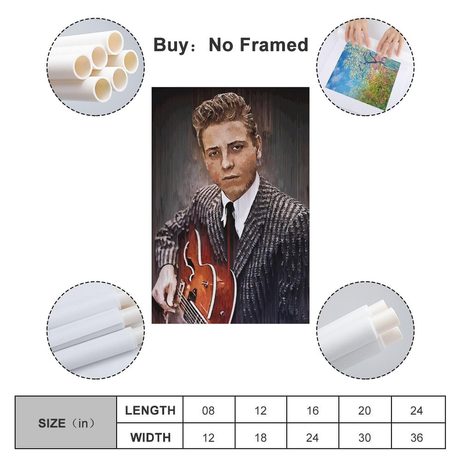 Eddie Cochran Leinwand Poster 20x30cm - Musikalbum Cover Wandkunst Für Wohnzimmer Und Schlafzimmer