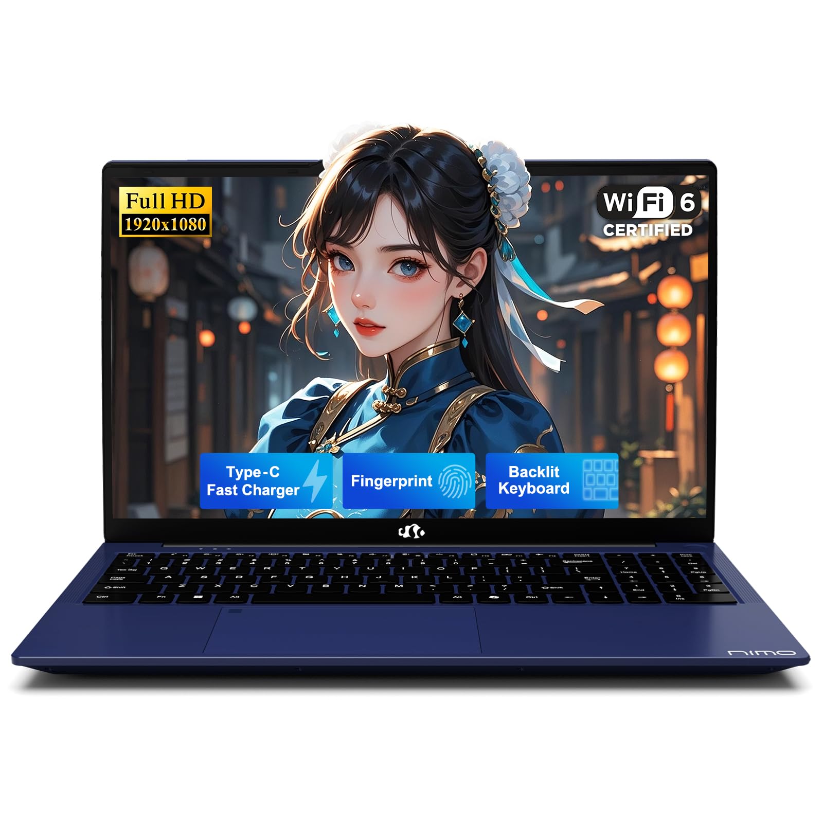 NIMO 17.3" IPS FHD-Laptop, Intel 6 Core I3-1215U 16GB RAM 256GB SSD (Beat R5 7520U, Up to 4.4GHz) Student Computer with 65W Type C Backlit Keyboard Fingerprint Wi-Fi 6, for Home and Business