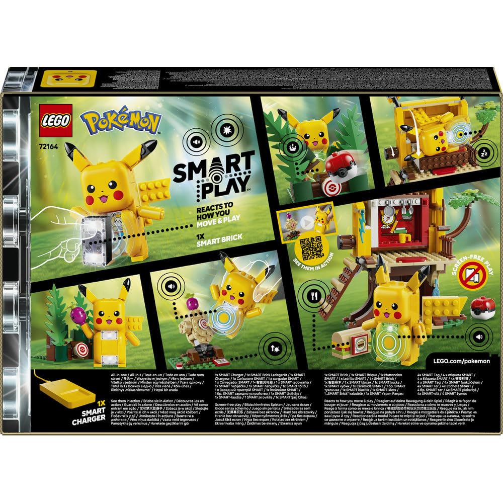LEGO Pokémon SMART Play: Dom treningowy z Pikachu 72164 | Interaktywna zabawka z Pokémonami, zestaw Wszystko w jednym, 1 SMART klocek, 4 Tagi i ładowarka, dla dzieci 6+, 400 elementów