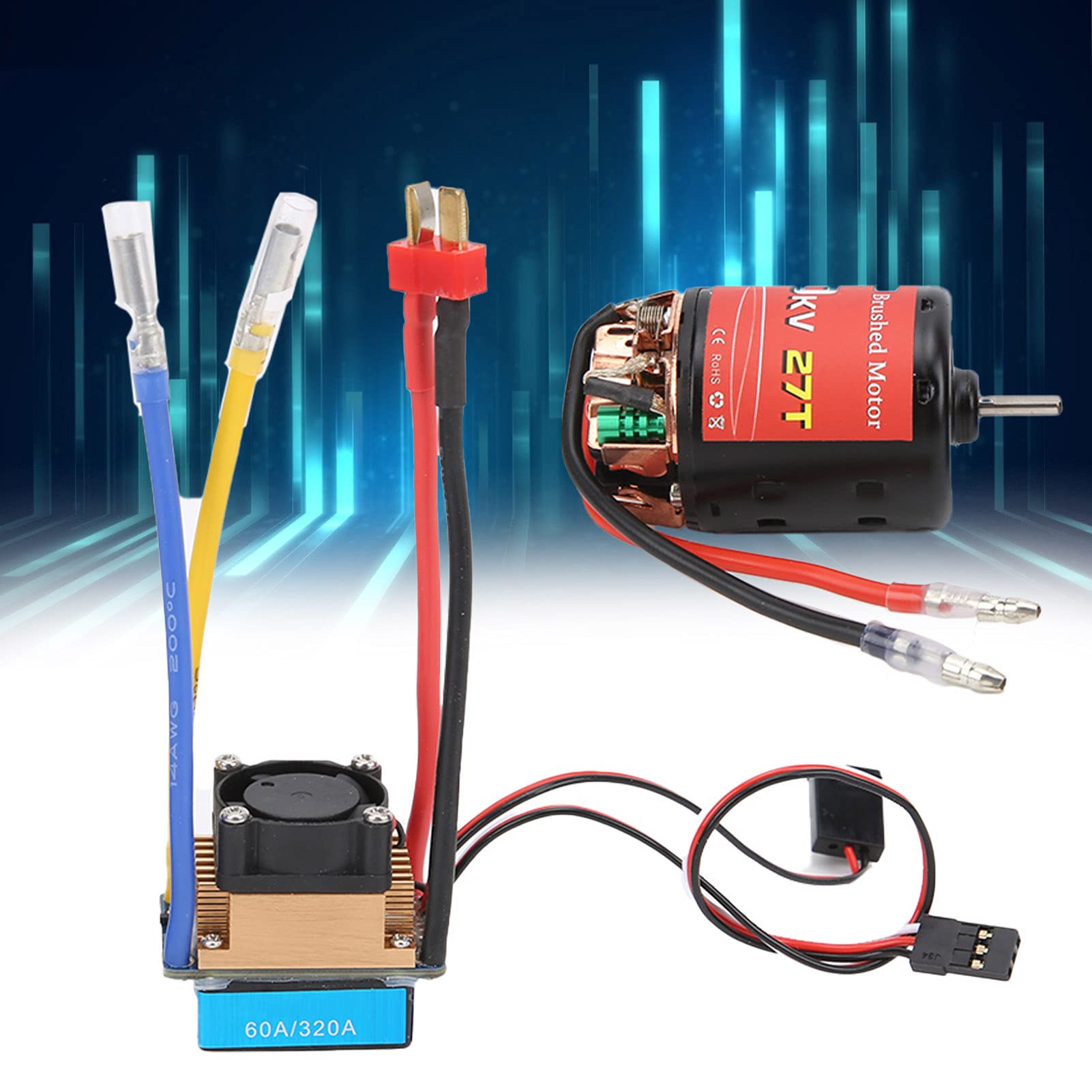540 16800KV wodoodporny silnik z wbudowanym hamulcem wentylatora chłodzącego ESC dwukierunkowy szczotkowany 60A do samochodu RC 1/10
