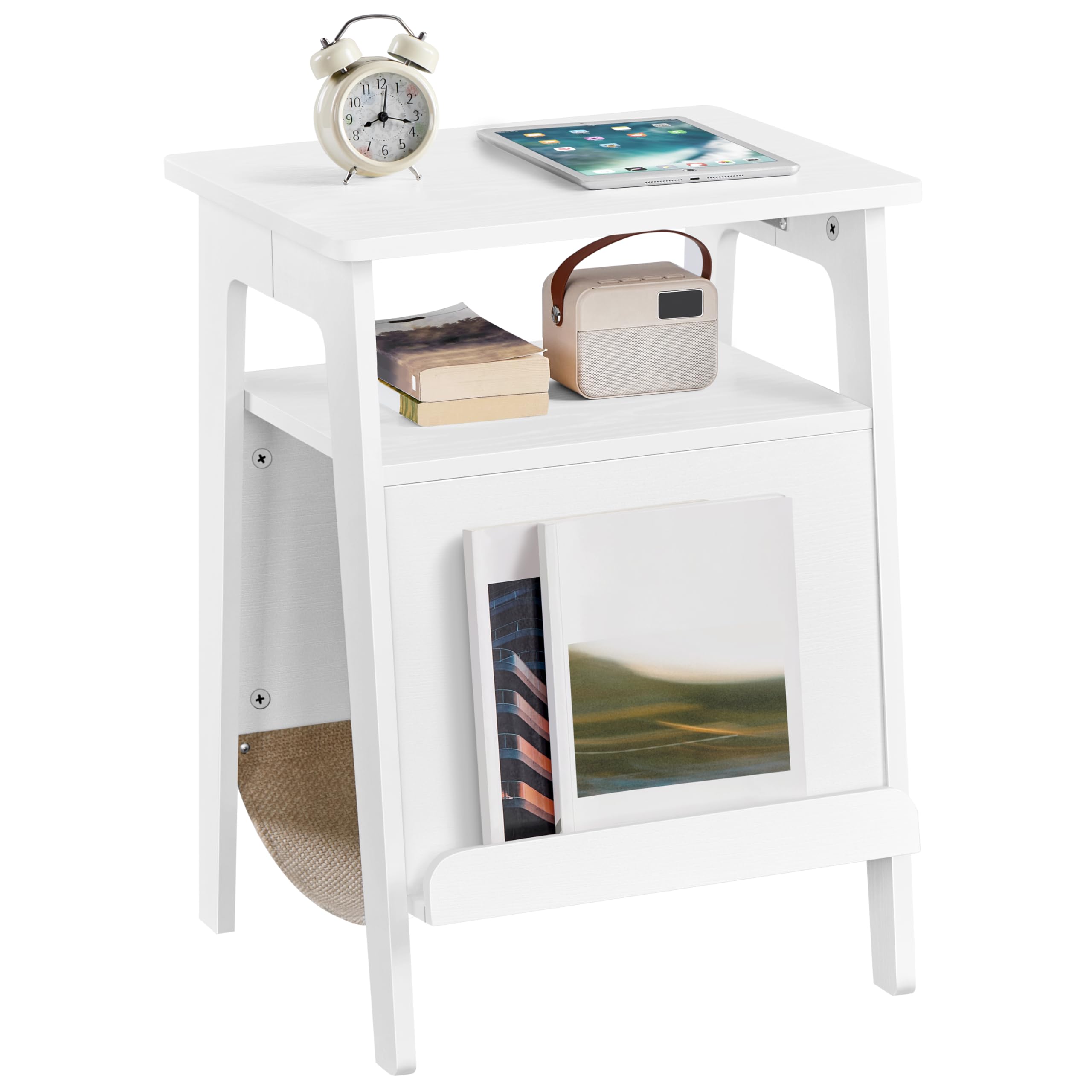 Yaheetech Beistelltisch mit Katzenbett Couchtisch mit Katzenhaus & Kratzbrett Mehrzweckmöbel für Wohnzimmer & Schlafzimmer & Flur (Weiß)