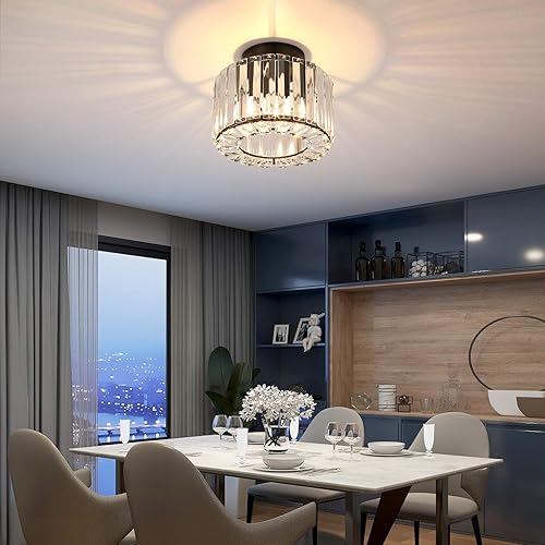 Miniatura 2 de Lámpara de techo moderna semiempotrada de cristal, color negro, perfecta para pasillo, comedor, vestíbulo, sala de estar, dormitorio, entrada