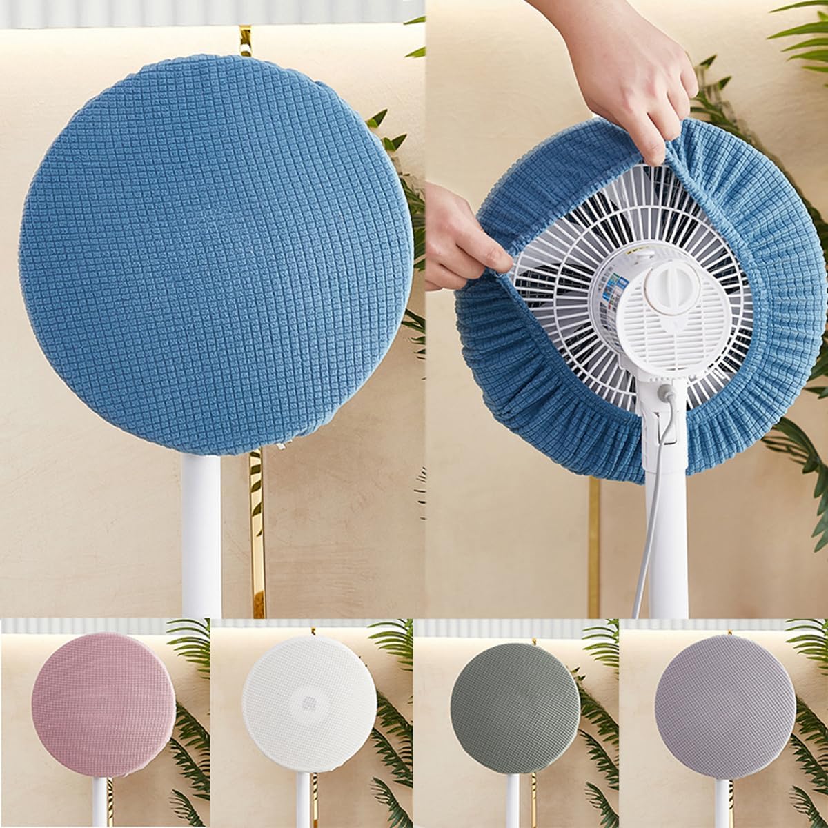 Floor Fan Protective Cover, 39.37-51.18 Inch Waterproof Half Wrapped All-Inclusive Elastic Cover for Home, Bedroom, Office, A 3