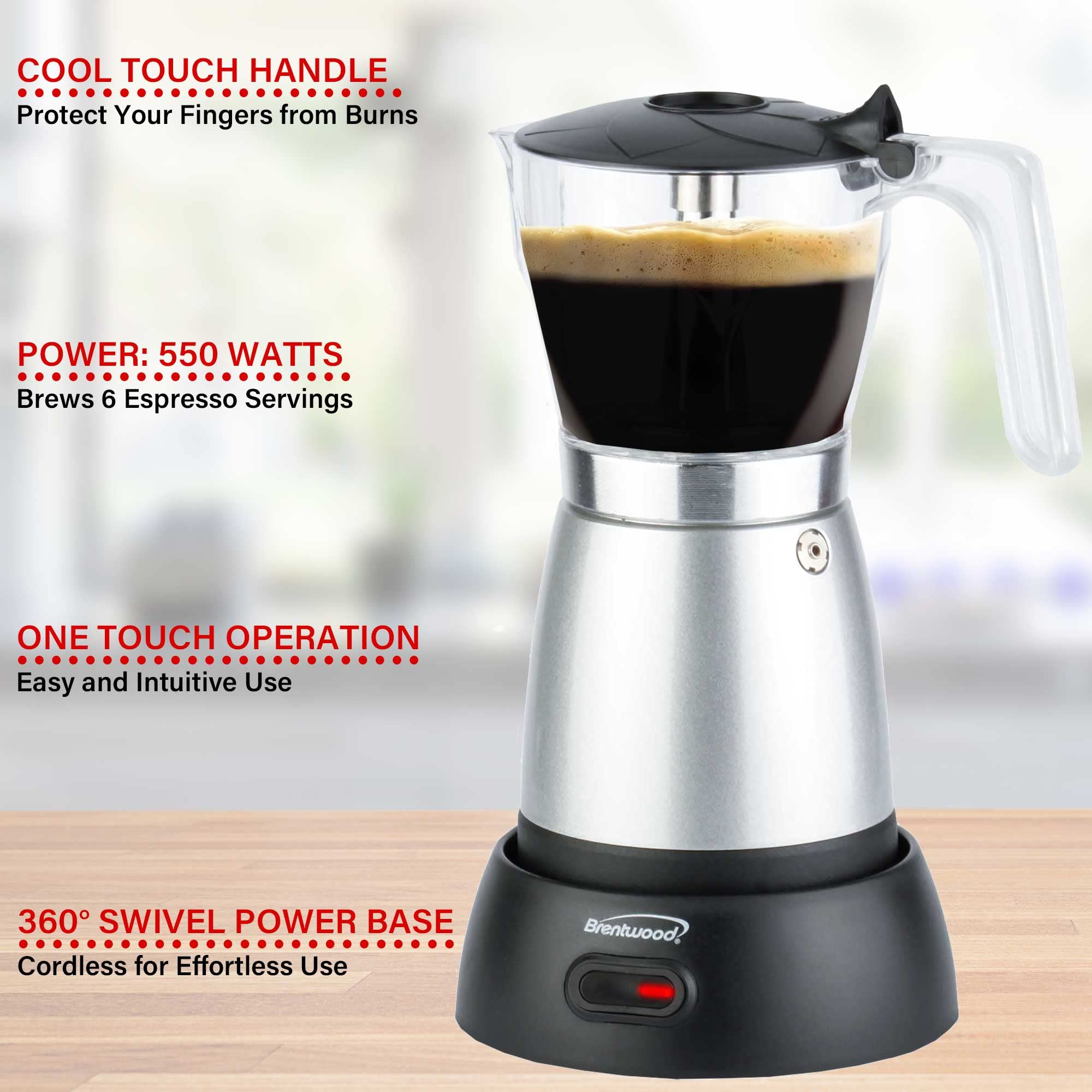 Amazon.com: Brentwood TS-119S 550-Watt Cordless Electric Moka Pot