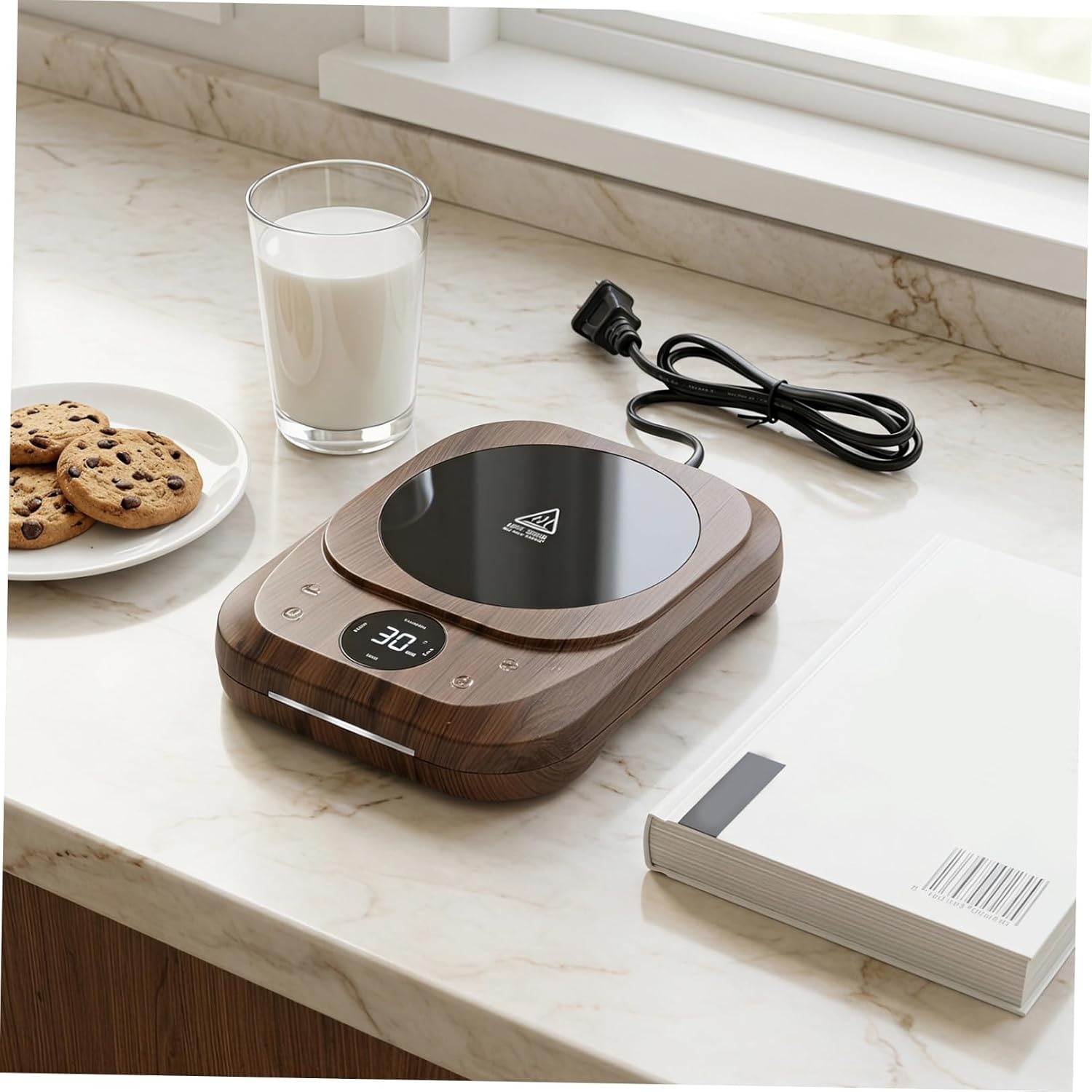 Amosfun Temperature Control Coffee Mug Warmer for Desk with Auto Shut, Oversized Heating Plate, Colorful Ambience Light, Compatible with Most Cup Materials, for Home and Workspace