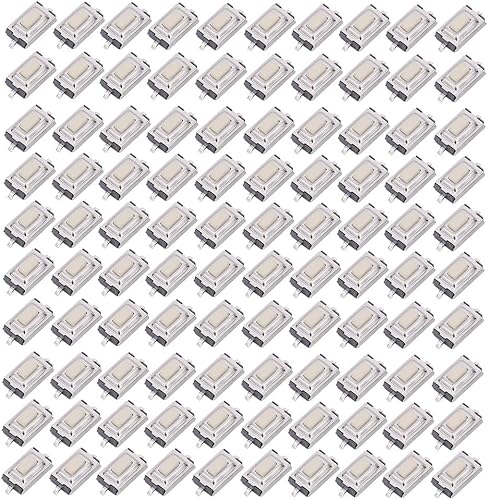 Interruptor de botón táctil momentáneo, 100 interruptores de botón táctil de 0.118 x 0.236 x 0.098 in de alta sensibilidad de respuesta rápida Micro