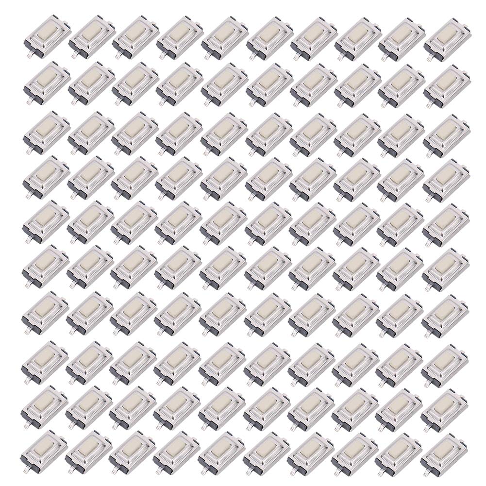 Interruptor de botón táctil momentáneo, kit surtido de interruptor de tacto micro momentáneo, con alta sensibilidad y respuesta rápida, SMD 3 x 6 x 2,5 mm (100 piezas)