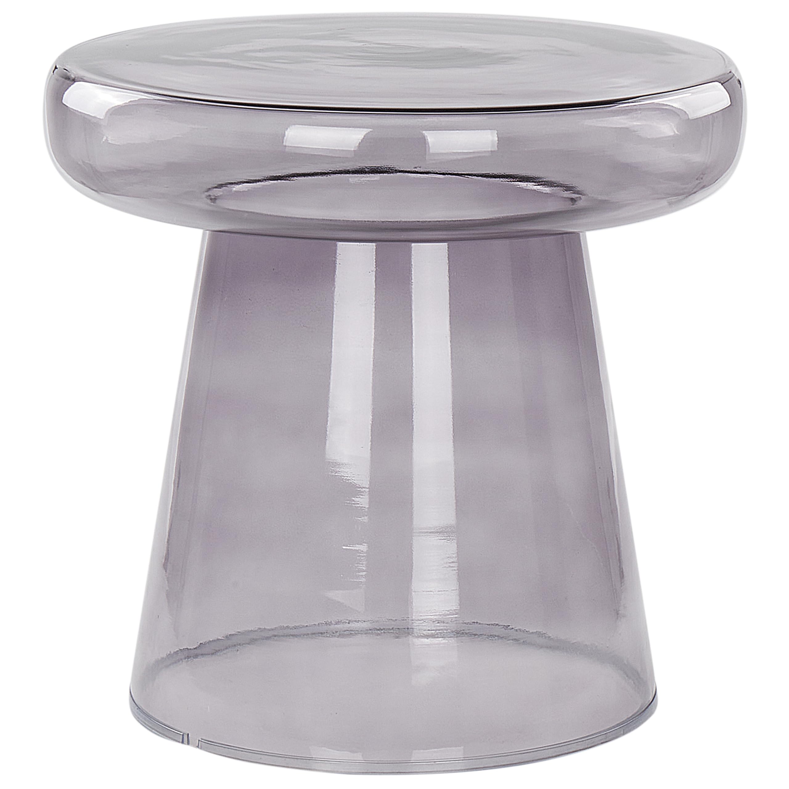 Beliani Mesa Auxiliar Decorativa de Vidrio Transparente Tintado ø 39 cm Gris Caldera