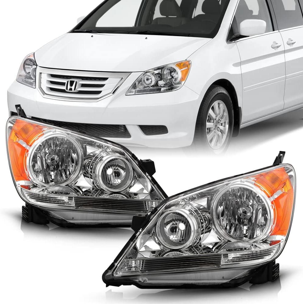 ACANII - For 2008-2010 Honda Odyssey Headlights Chrome Housing Headlamps Replacement Driver & Passenger Side