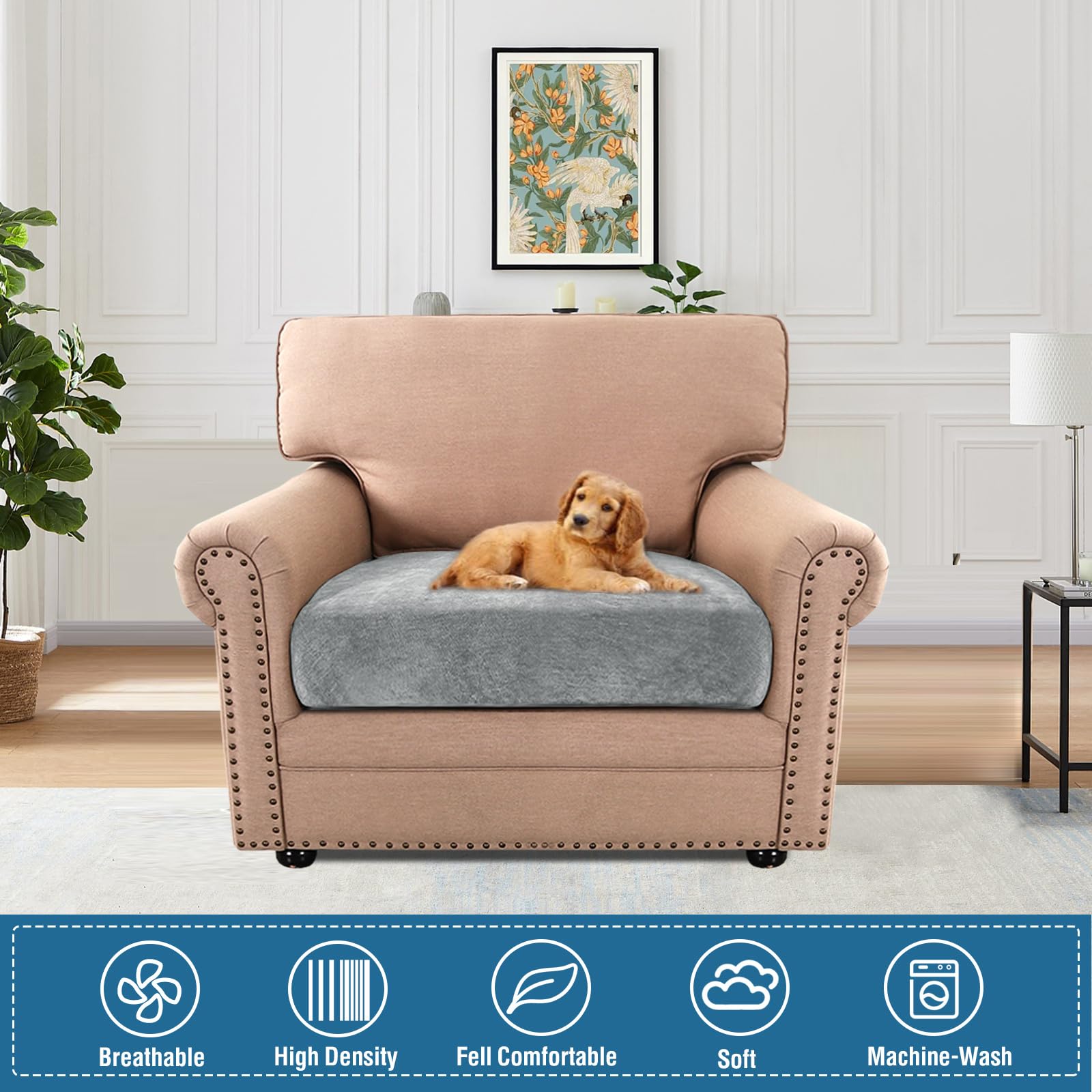 BXFUL Stretch Sofa Seat Cushion Covers, Chenille Sofa Cushion Slipcovers - Image 4