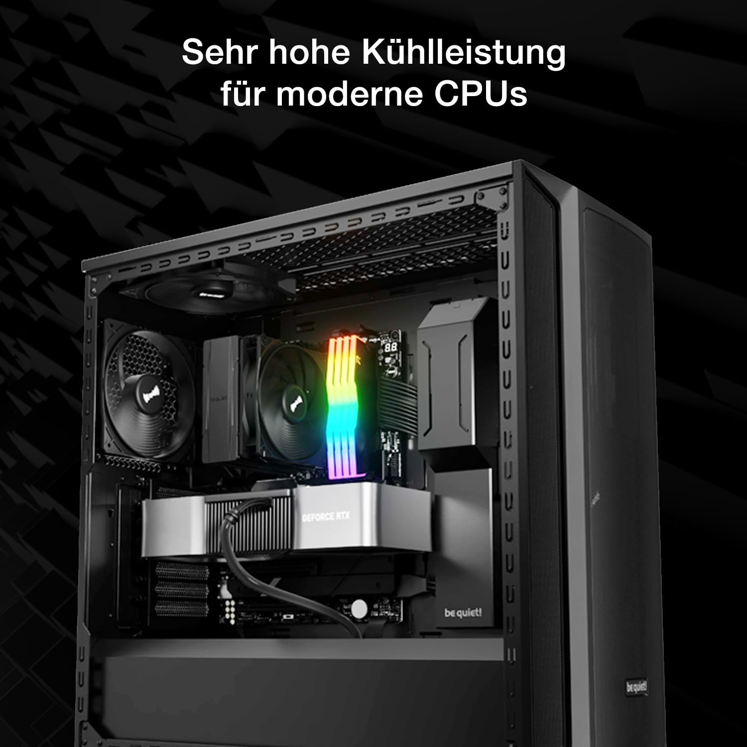be quiet! Pure Rock 3 Black Luftkühler, sehr hohe Kühlleistung, 4 Hochleistungs-Heatpipes mit HDT-Technologie, optimierter Pure Wings 3 120mm PWM- Lüfter, vorinstallierte Montagebrücke