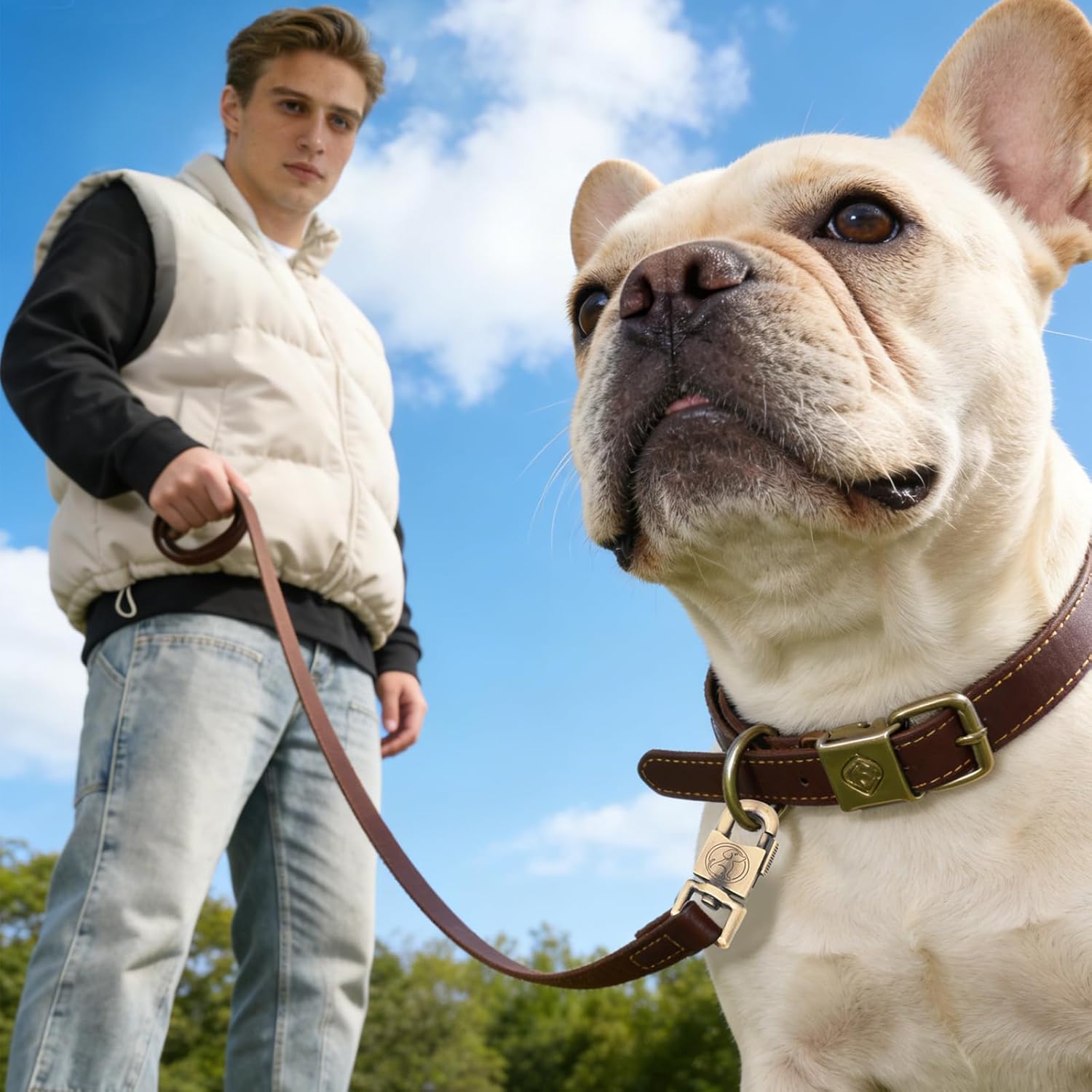 Leather Dog Leash 5.8ft with Handle,Strong Dog Leash Leather Suitable for Medium to Large Pets Buckle,Thin Braied Dogs Rope.