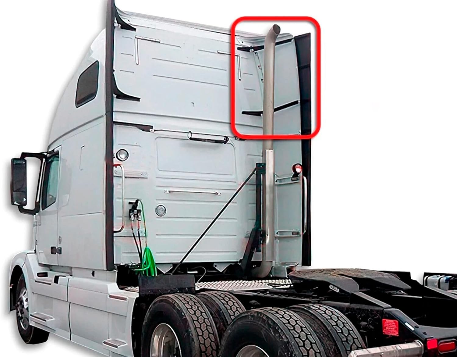Kozak Top Upper Behind Cab Cabin Wind Fairing with Extension, Right Passenger Side, Compatible with Volvo VNL 2004-2017 Includes 2 Mounting Brackets, Logo, License Plate Frame, Wipers, and Vest