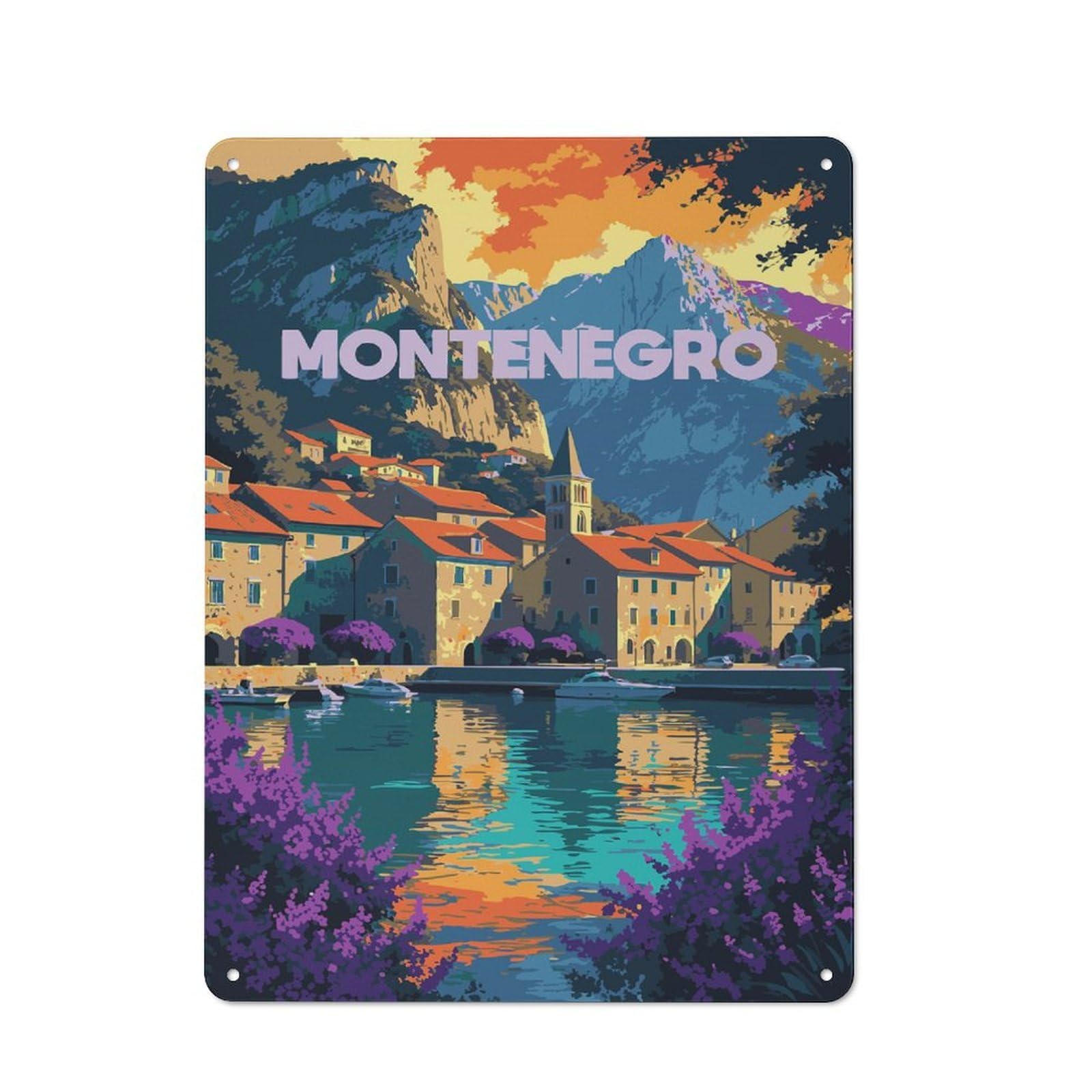 Classic Montenegro Travel Metal Sign 40x30cm, Classic Pub Decor for Diner, Restaurant, Shed Or Kitchen