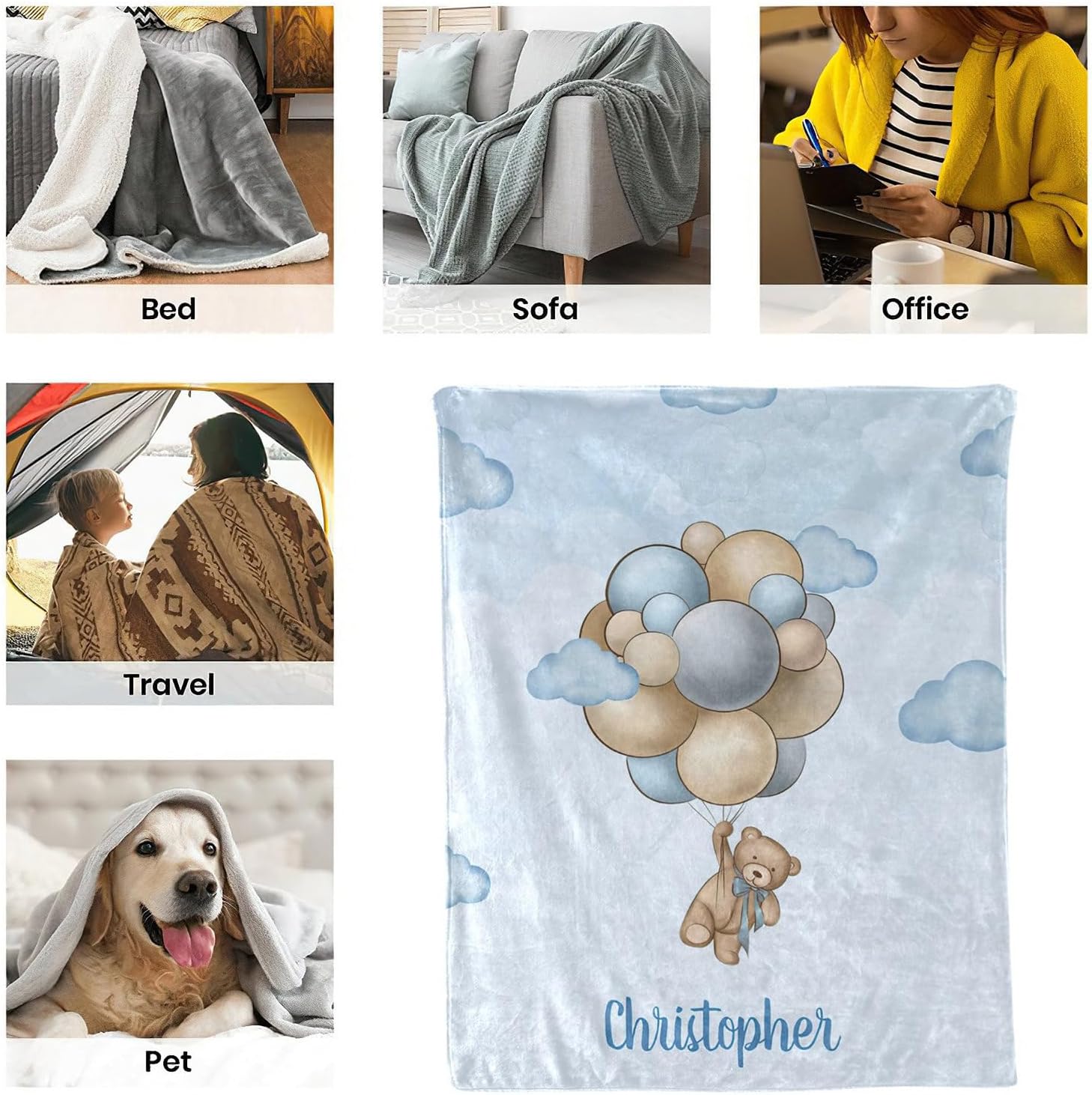 Personalized Baby Blanket with Name Custom Baby Blanket for Girls Baby Girl Gifts Baby Items Newborn Essentials Soft Recieving Blanket Flannel Warm Cozy Bed Blanket for Couch/Nap/Travel - 60x80 Inches