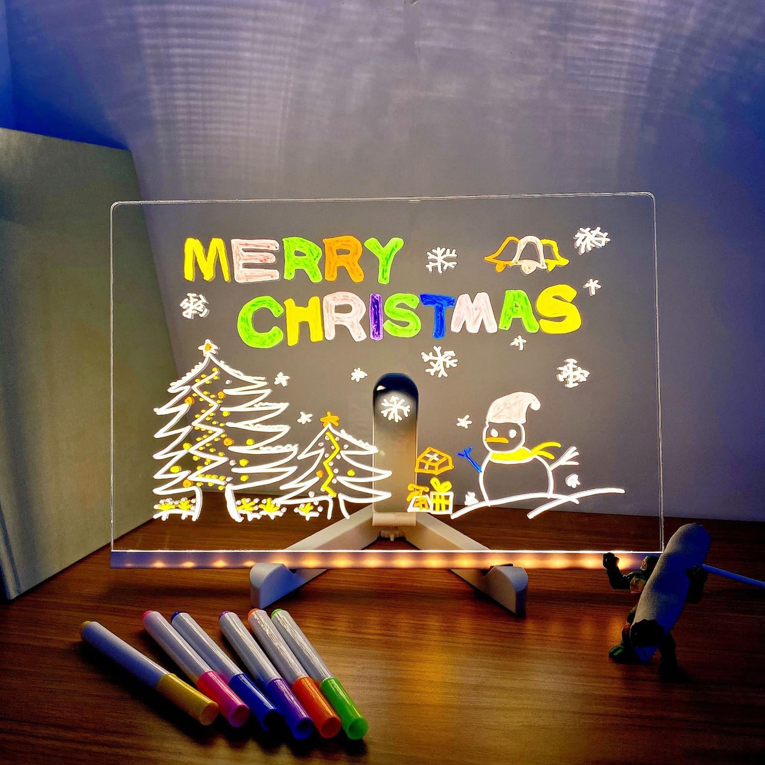 Amazon.com : Erasable Luminous Led Light Acrylic Message Board with Holder  and 7 Colorful Pens, Glowing Acrylic Message Board Light up Dry Erase Board  (30 * 20cm/11.8 X 7.9in) : Office Products