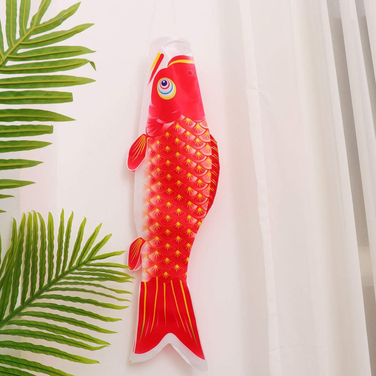 Hemoton Japanese Style Carp Shape Flag 55.11X14.96 Inch Satin Koinobori Banner for Dragon Boat Festival Outdoor Party Decorative Windsock