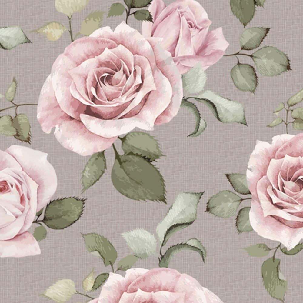 Simple Shapes Rose Wallpaper - Peel and Stick (6 Pack (2x9 feet), Dark Grey)