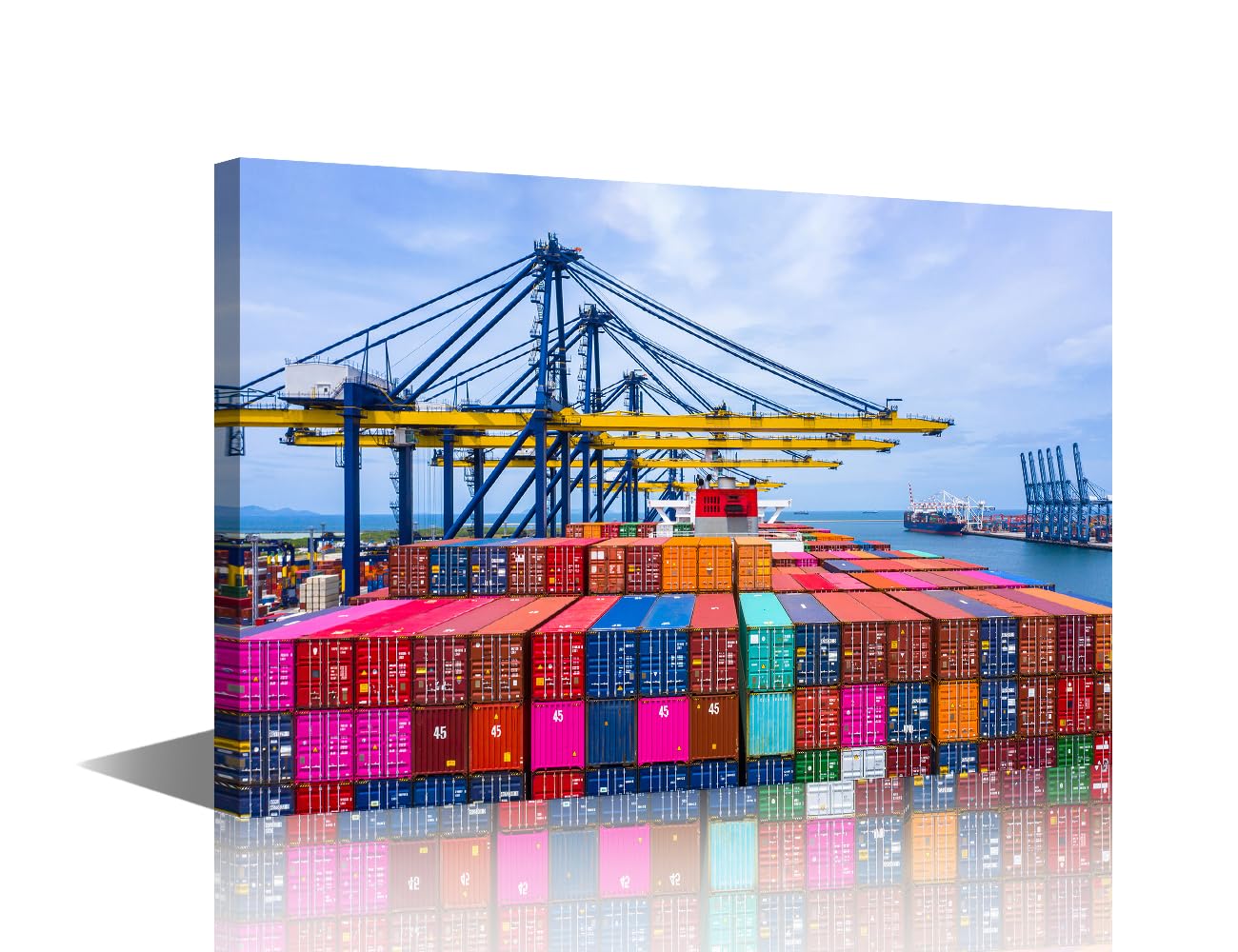 TISHIRON Logistic Wall Art Canvas Wall Art Bedroom Transportation Pictures Living Room Container Cargo Ship Painting Print Decor Shipping Container Art Artwork for Home Office 1Pcs 36x24in