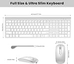 Wireless Keyboard and Mouse Combo, 110 Keys Full-Size Compact Computer Keyboards, Silent Click & 3-Level DPI Slim Mice, USB-C Charging, Thin Sleek Design for PC Laptop iMac/Mac MacBook Air/Pro
