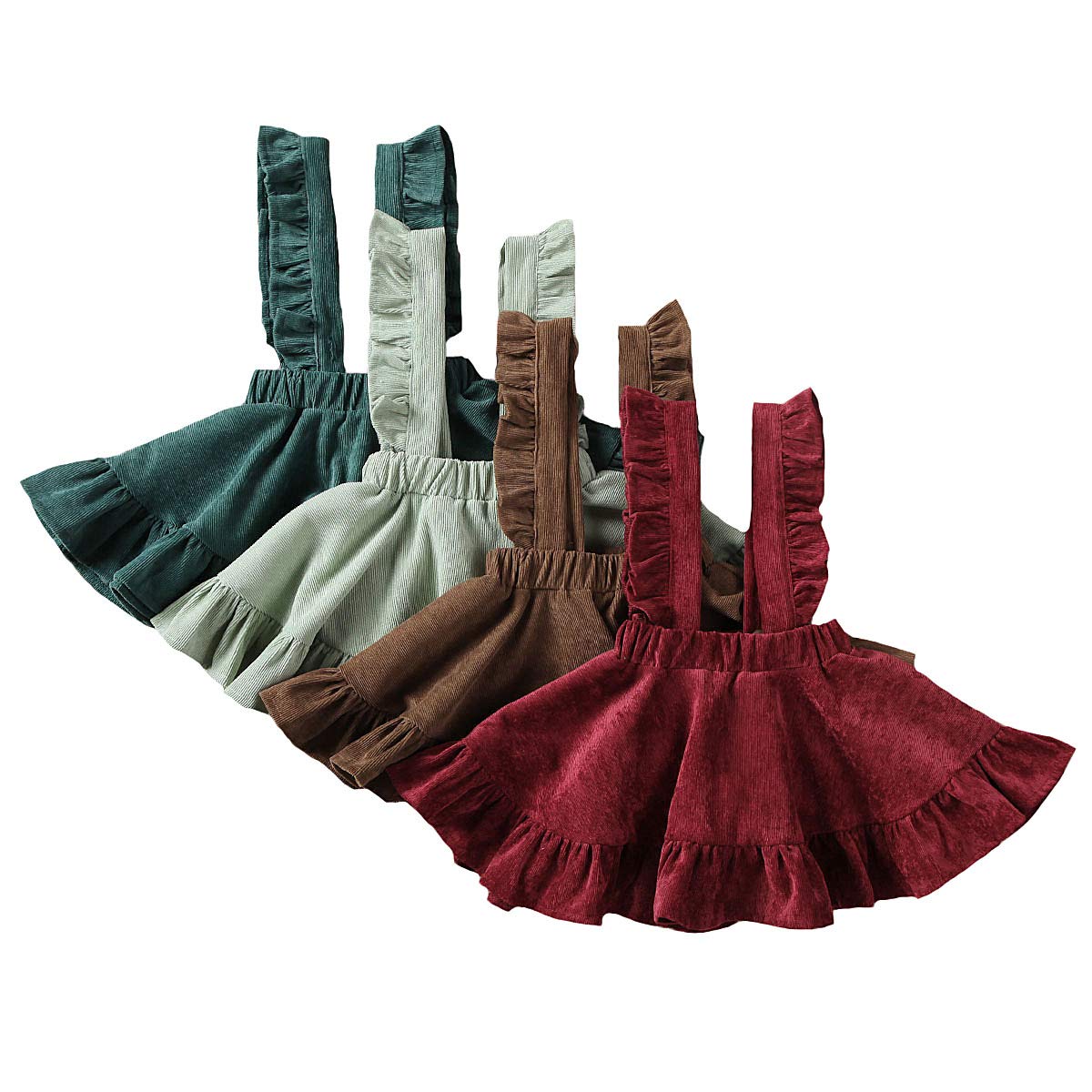 Douhoow Toddler Kids Baby Girls Suspender Skirt Ruffled Strap Sundress Overalls Outfit Clothes (5-6 Year, Green)