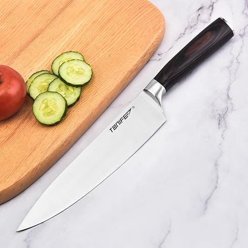 Miniatura 9 de TONIFE Cuchillo de chef de 8 pulgadas, acero inoxidable de alto carbono, resistente a la corrosión, cuchillo de cocina de cocina - KK3003