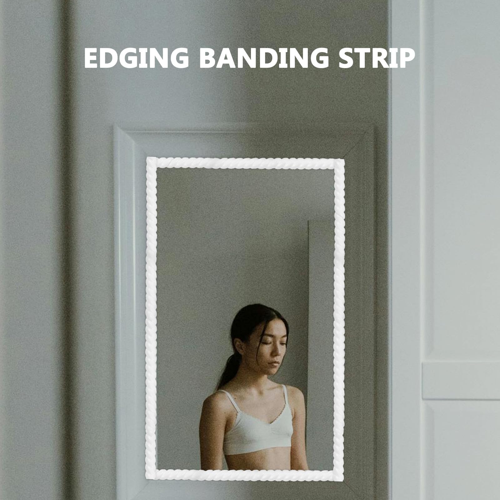 Selbstklebendes Pvc Kantenprofil Weiß Flexible Zierleiste für Badezimmer und Wohnkultur Elegante Abzieh und Aufklebefunktion für Spiegelrahmen und Wanddekoration