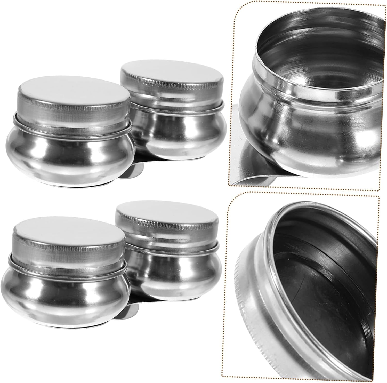 JEWEDECO 2pcs Oil Painting Palette Cup Lid Stainless Steel No Spill Paint Cups for Artists