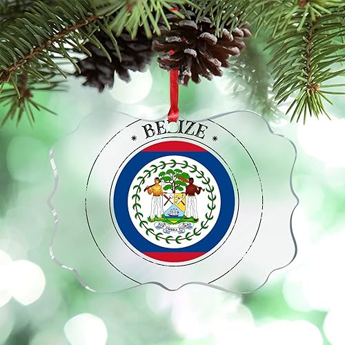 Adornos de Navidad de Belice, adorno de bandera de Belice para decoración de árbol de Navidad, adornos de Navidad personalizados de acrílico