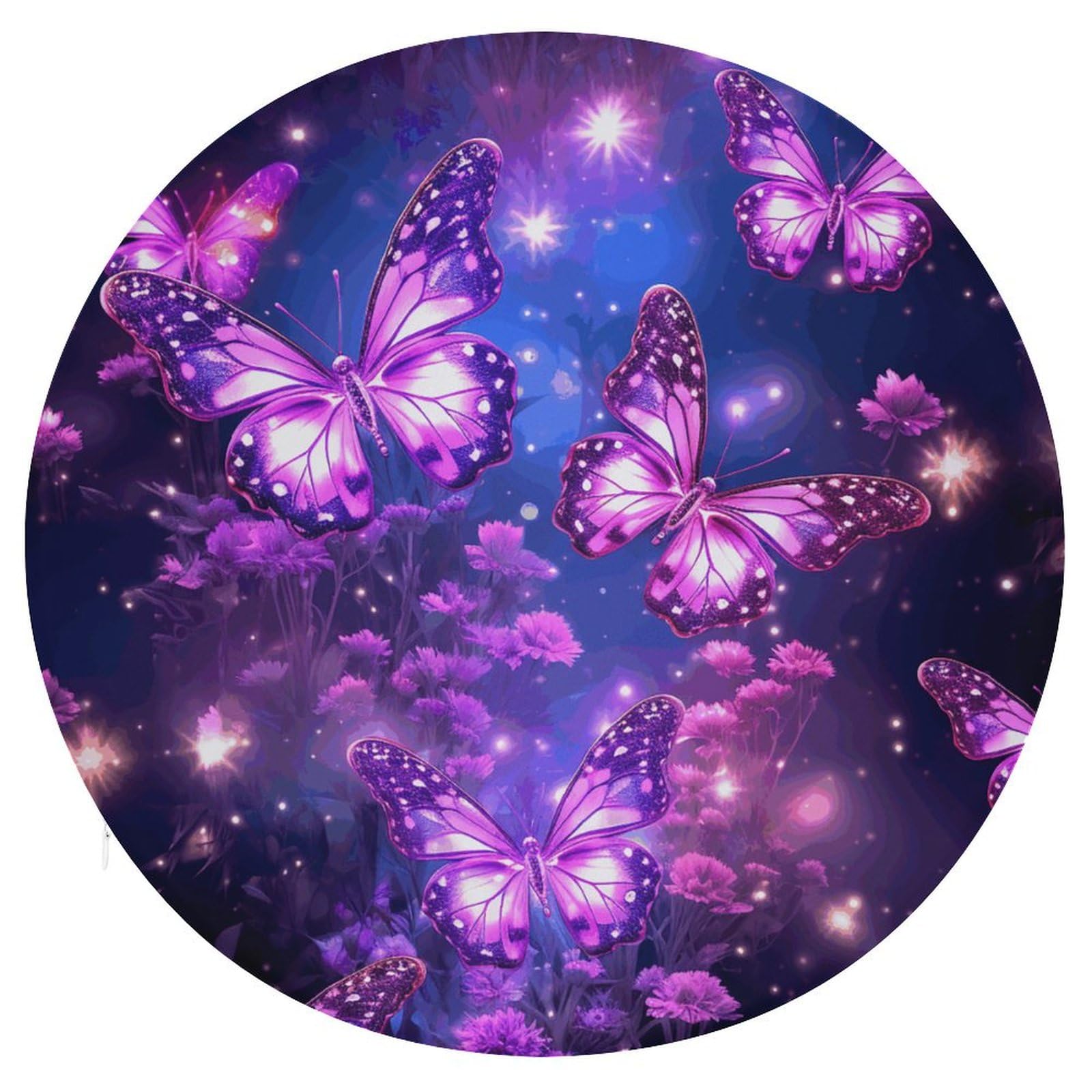 Coussin de siège rond violet à mémoire de forme et motif papillon
