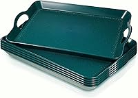 Vista 8 de 6 bandejas para servir con asas para comer, bandeja de plástico multiusos de 16 x 11 pulgadas, bandeja rectangular antideslizante decorativa