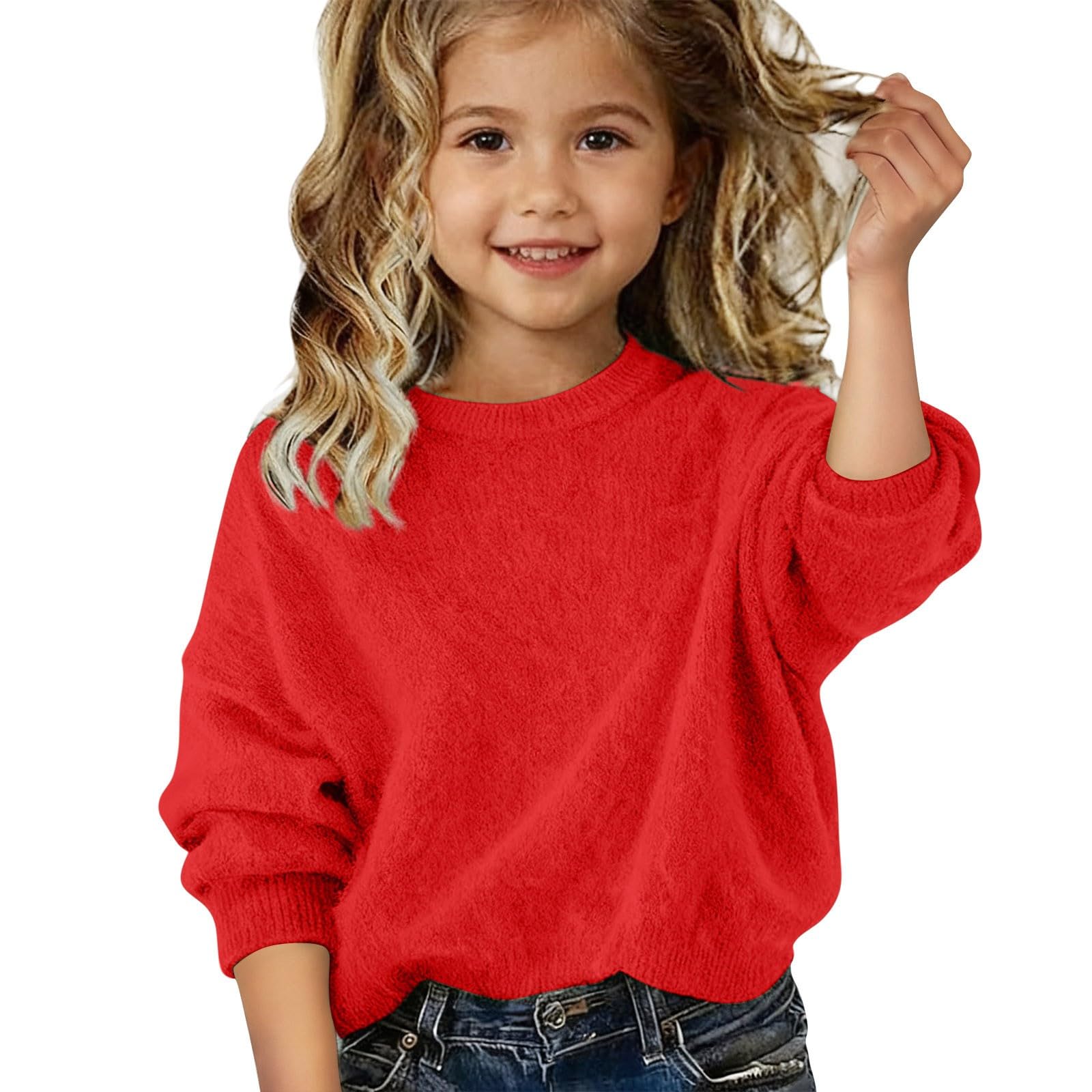 Maglione casual da ragazza, girocollo, alla moda, oversize, in pile lavorato a maglia | Look oversize alla moda per ragazze alla moda, si abbina a jeans, leggings e gonne nella vita di tutti i giorni