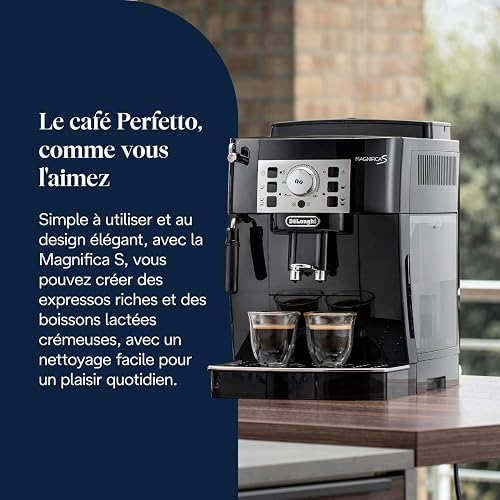De'Longhi Magnifica S - Machine à Café Automatique 2 Boissons Noir | Machine à Café à Grain, Mousseur à Lait Manuel, Expresso et Cappuccino, Fonction 2 Tasses, Commandes à Boutons, ECAM22.110.B - 2