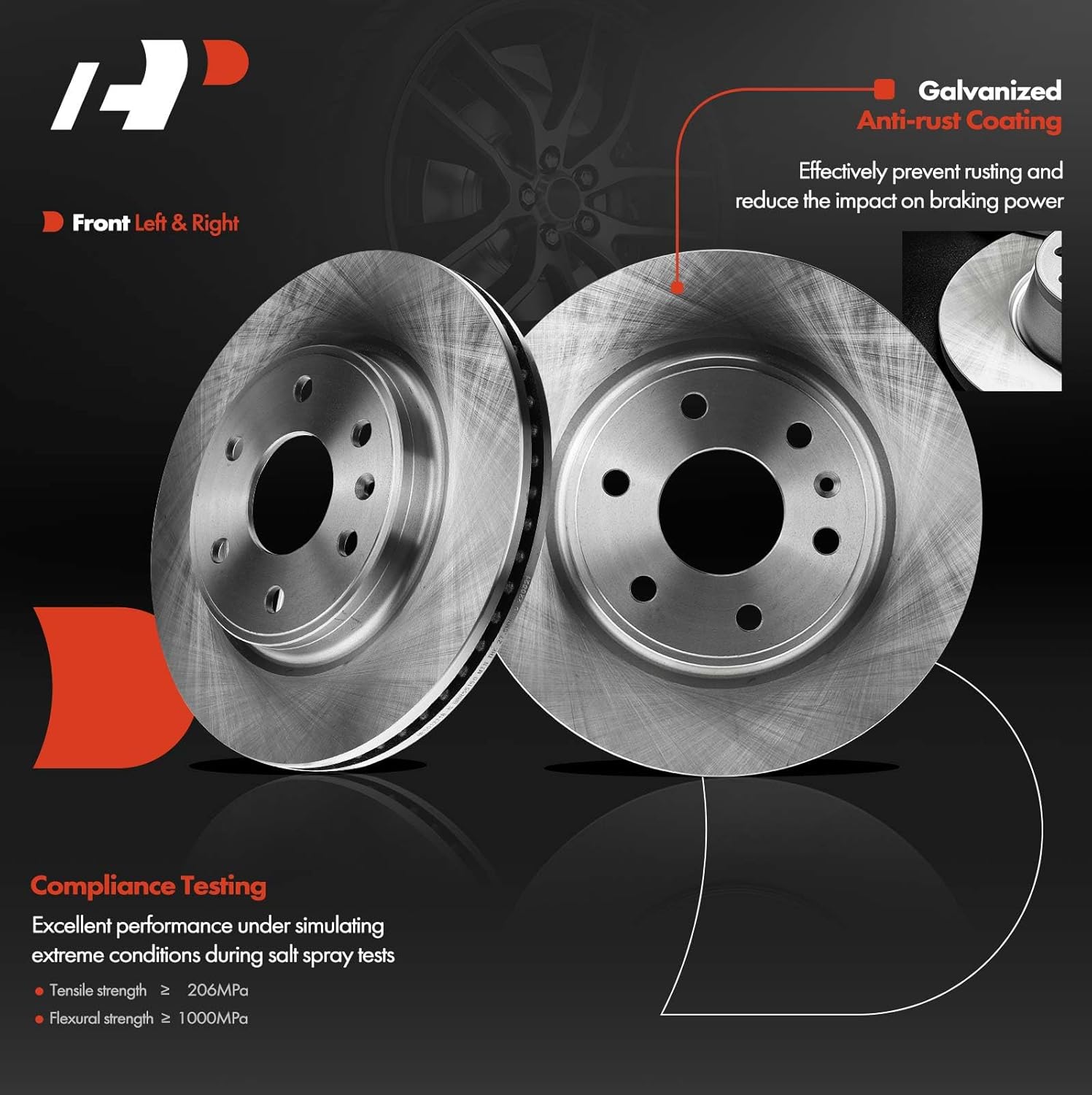 A-Premium 12.79 inch (325mm) Front Vented Disc Brake Rotors Compatible with Select Chevy, Buick, Saturn and GMC Models- Enclave 08-17, Traverse 09-17, Acadia 07-17, Acadia Limited 2017, Outlook 07-10