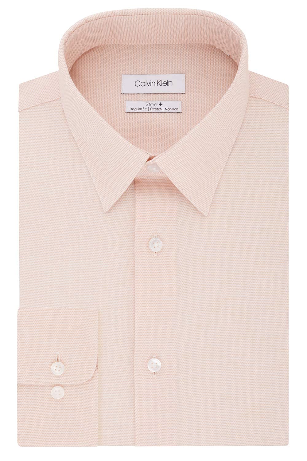 Calvin Klein Mens Dress Shirt Regular Fit Non Iron Stretch Solid